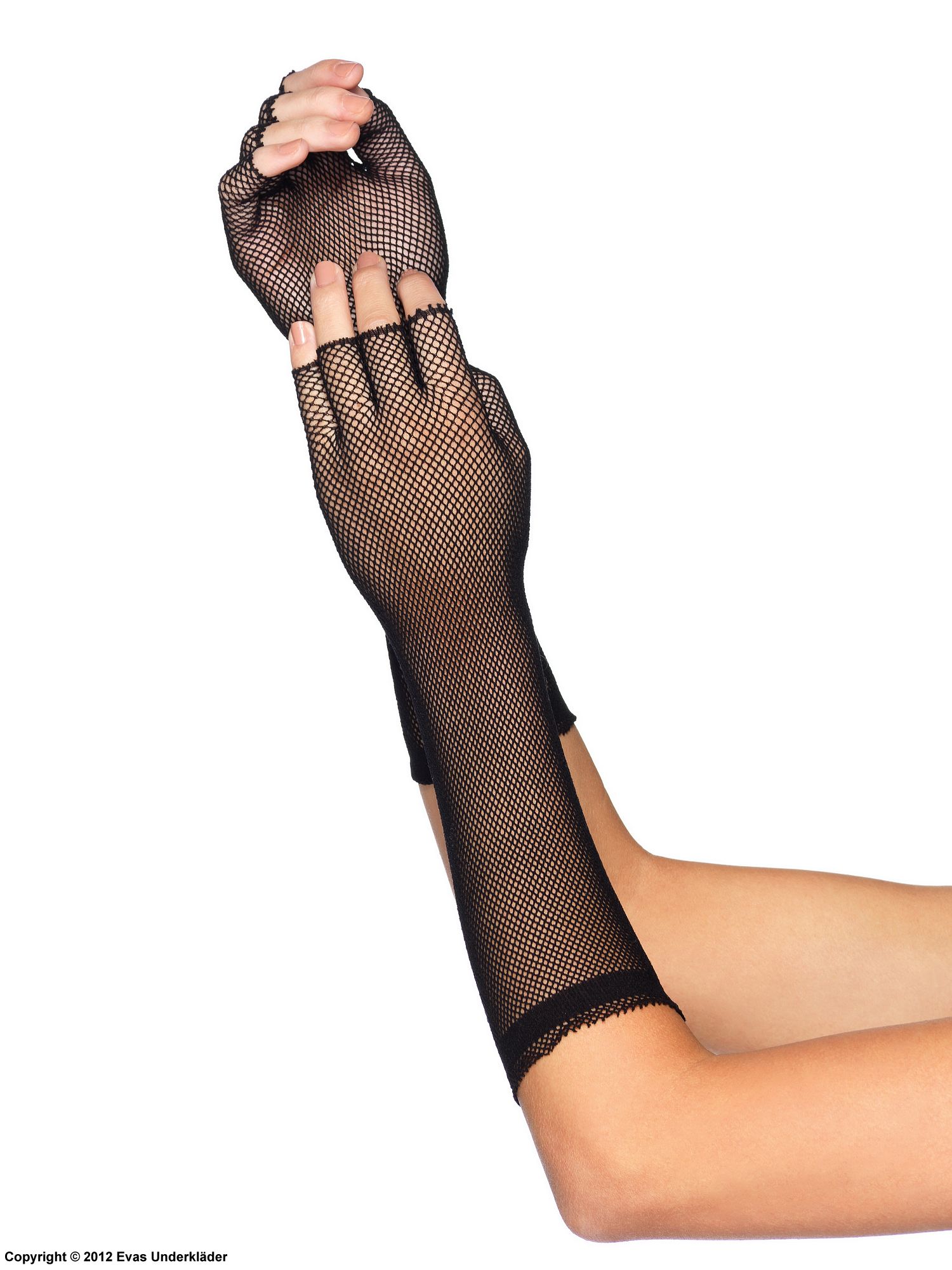 Elbow length micro net fingerless gloves